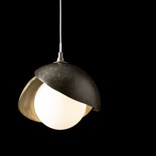 Brooklyn Double Shade Low Voltage Mini Pendant Dark Smoke / Modern Brass / Opal Glass (GG)