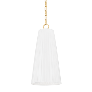 Treman Pendant with AGED BRASS/CERAMIC GLOSS WHITE Finish