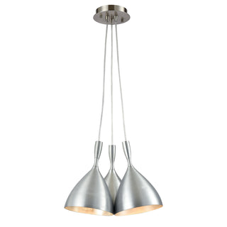 Spun Aluminum 15'' Wide 3-Light Pendant - Satin Nickel