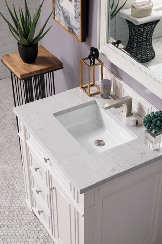30 Inch Bristol Freestanding Vanity in Bright White / Eternal Jasmine Pearl Top