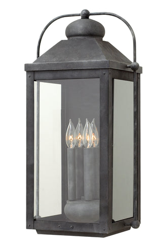 Anchorage Large Wall Mount Lantern in Aged Zinc
