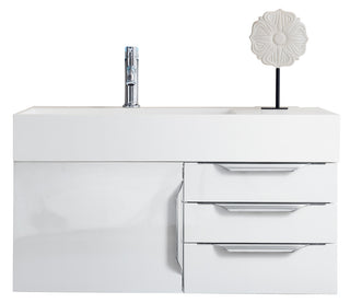 35.375 Inch Columbia Floating Vanity in Glossy White / Glossy White Top