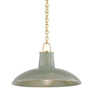 POTTERSVILLE Pendant with Aged Brass/Ceramic Moss Crackle Finish