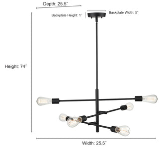 Decco 6-Light Pendant light Matte Black