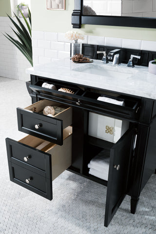 36 Inch Brittany Freestanding Vanity in Black Onyx / Carrara White Top