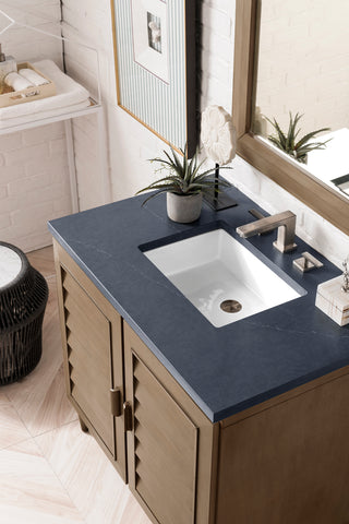 36 Inch Portland Freestanding Vanity in Whitewashed Walnut / Charcoal Soapstone Top