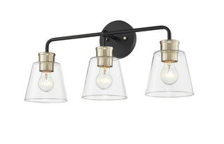 Cameron 3-Light Vanity Matte Black Modern Gold