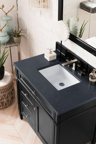 36 Inch Brittany Freestanding Vanity in Black Onyx / Charcoal Soapstone Top