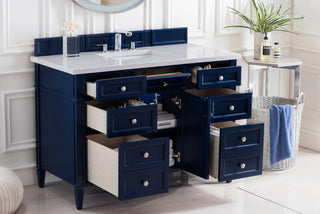 48 Inch Brittany Freestanding Vanity in Victory Blue / Eternal Jasmine Pearl Top