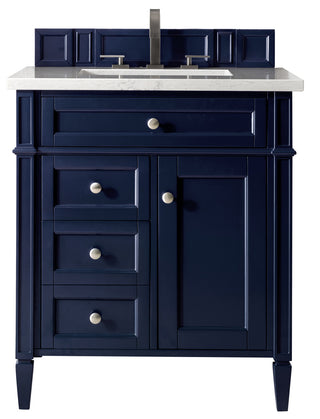 30 Inch Brittany Freestanding Vanity in Victory Blue / Carrara White Top