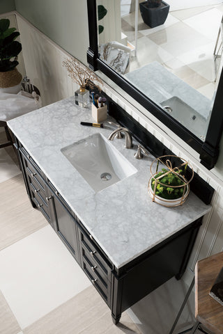 48 Inch Brittany Freestanding Vanity in Black Onyx / Carrara White Top
