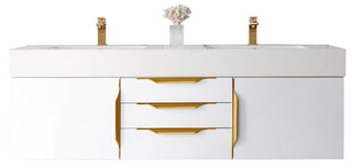 58.875 Inch Columbia Floating Vanity in Glossy White / Glossy White Top