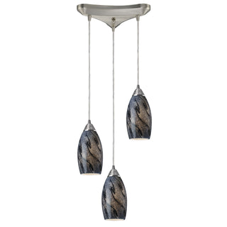 Galaxy 10'' Wide 3-Light Pendant - Satin Nickel