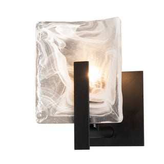 Arc Small 1-Light Bath Sconce Black / White Swirl Glass (YR)