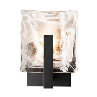 Arc Small 1-Light Bath Sconce Black / White Swirl Glass (YR)