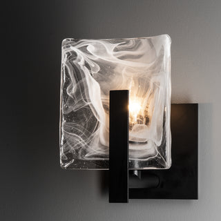 Arc Small 1-Light Bath Sconce Black / White Swirl Glass (YR)