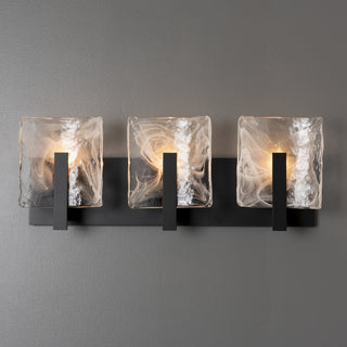 Arc 3-Light Bath Sconce Black / White Swirl Glass (YR)