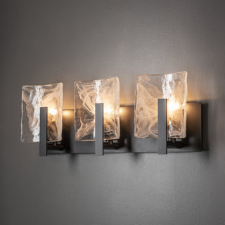 Arc 3-Light Bath Sconce Black / White Swirl Glass (YR)