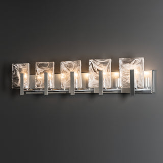 Arc 5-Light Bath Sconce Sterling / White Swirl Glass (YR)