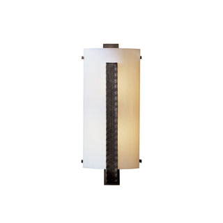 Forged Vertical Bar Sconce Dark Smoke / White Art Glass (BB)