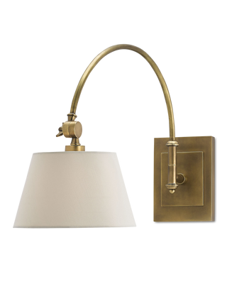 Ashby Brass Swing-Arm Wall Sconce, White Shade