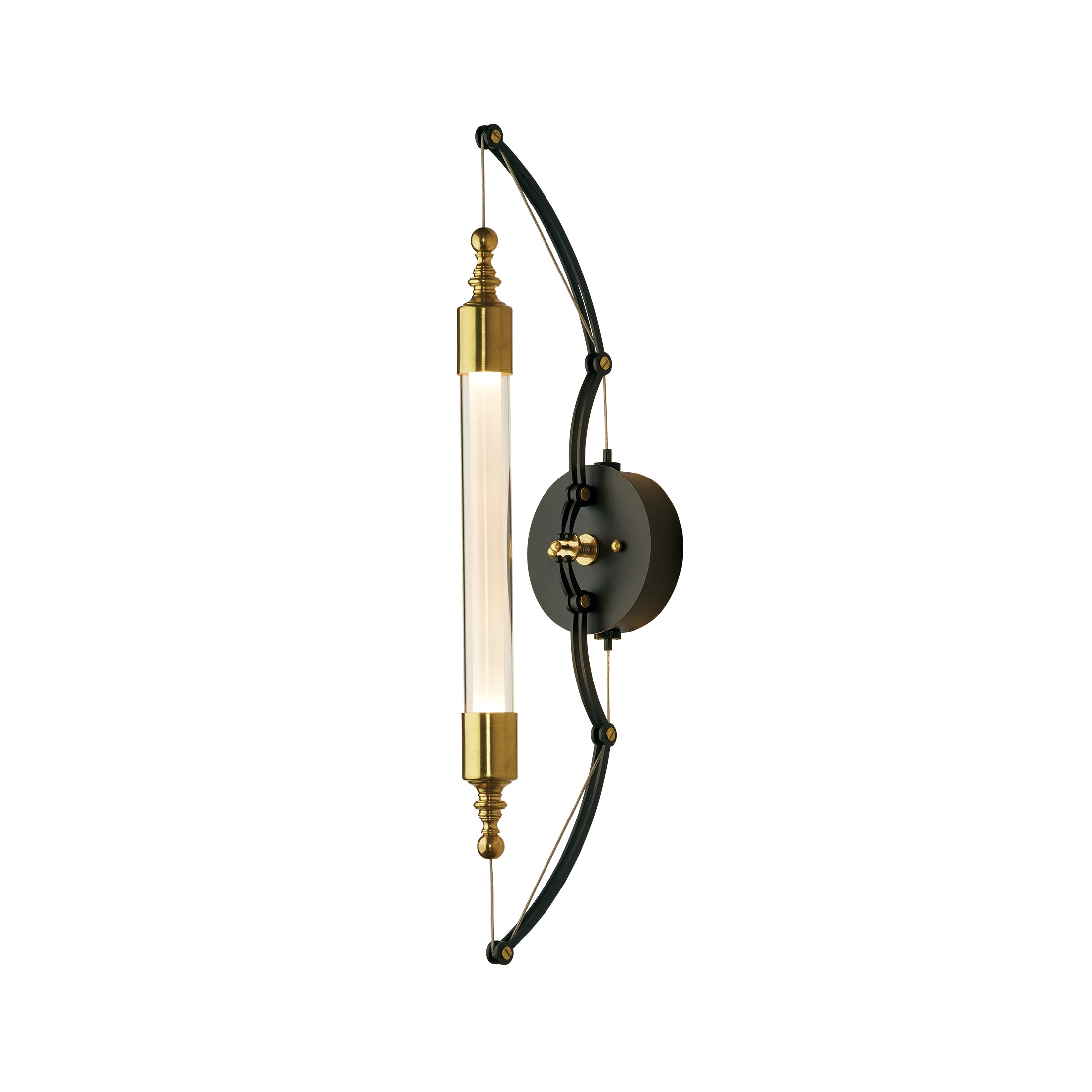 Otto Sconce Black with Brass Accents / Clear Glass with Frosted Diffuser (YE)