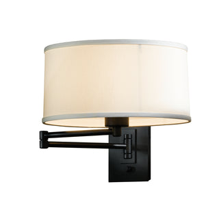 Simple Swing Arm Sconce Black / Natural Anna Shade (SF)