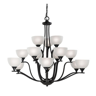 Bristol Lane 45'' Wide 15-Light Chandeliers - Oil Rubbed Bronze with White Glass