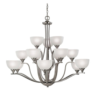 Bristol Lane 45'' Wide 15-Light Chandeliers - Brushed Nickel with White Glass