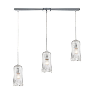 Hand Formed Glass 36'' Wide 3-Light Mini Pendant - Polished Chrome