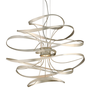 Calligraphy Chandelier with Gold Leaf  / Stainless Steel Finish