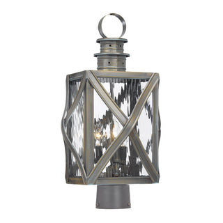 Artistic Lighting 3-Light Post Lantern in Olde Bay Finish with Clear Water Glass