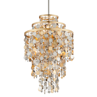 Ambrosia Chandelier GOLD SILVER LEAF & STAINLESS