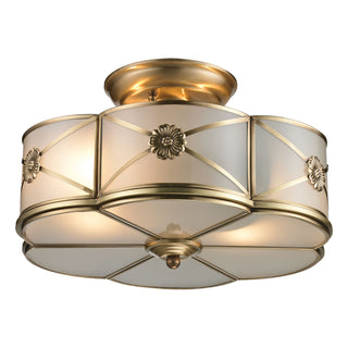 Preston 14'' Wide 2-Light Semi Flush Mount - Brushed Brass