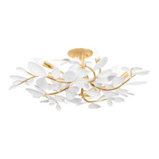 MARABEC Semi Flush with Vintage Gold Leaf/ White Plaster Finish
