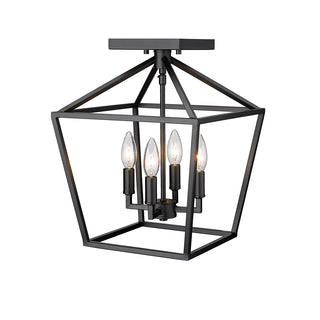 4-Light Semi-Flush Ceiling Mount Matte Black