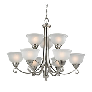 Hamilton 36'' Wide 9-Light Chandeliers - Brushed Nickel with White Glass