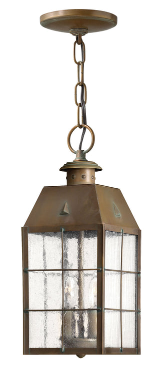Nantucket Medium Hanging Lantern In Dark Brass Finish