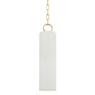 Brookville Pendant with Aged Brass/soft Off White Finish