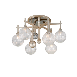 Majorette Semi Flush In SILVER LEAF W POLISHED CHROME Finish