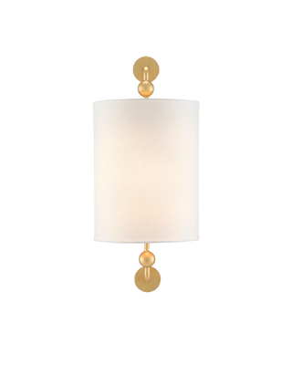 Tavey Gold Wall Sconce, White Shade