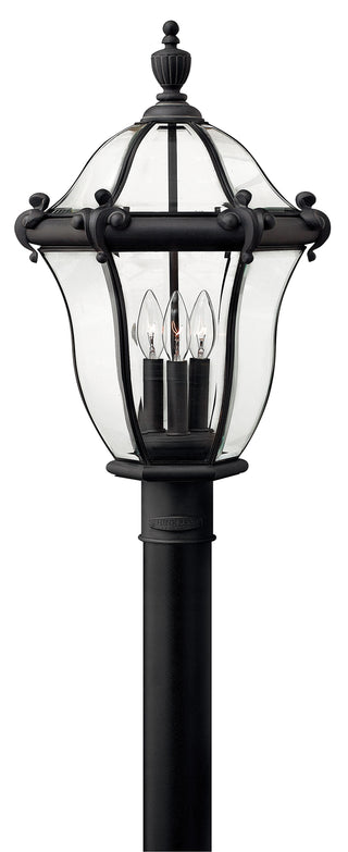 San Clemente Large Post Top or Pier Mount Lantern In Black Finish