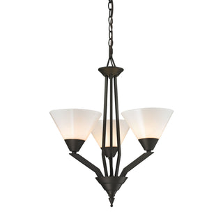 Tribecca 3-Light Chandeliers in Oil Rubbed Bronze with White Glass