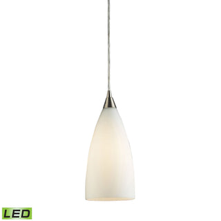 Vesta 5'' Wide 1-Light Pendant - Satin Nickel with White Glass (LED)