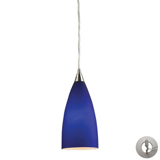 Vesta 5'' Wide 1-Light Pendant - Satin Nickel with Blue Glass (Includes Adapter Kit)