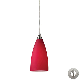 Vesta 5'' Wide 1-Light Pendant - Satin Nickel with Cardinal Red Glass (Includes Adapter Kit)