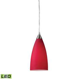 Vesta 5'' Wide 1-Light Pendant - Satin Nickel with Cardinal Red Glass (LED)