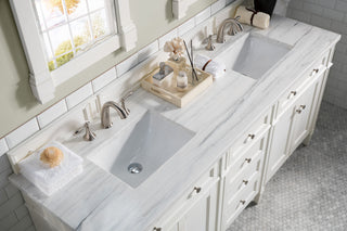 72 Inch Brittany Freestanding Vanity in Bright White / Arctic Fall Solid Surface Top