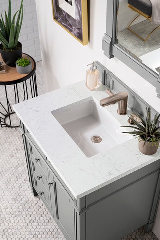 30 Inch Brittany Freestanding Vanity in Urban Gray / Eternal Jasmine Pearl Top