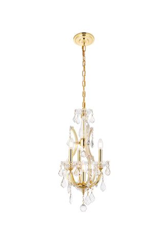 Maria Theresa 4 light Gold Pendant Clear Royal Cut Crystal